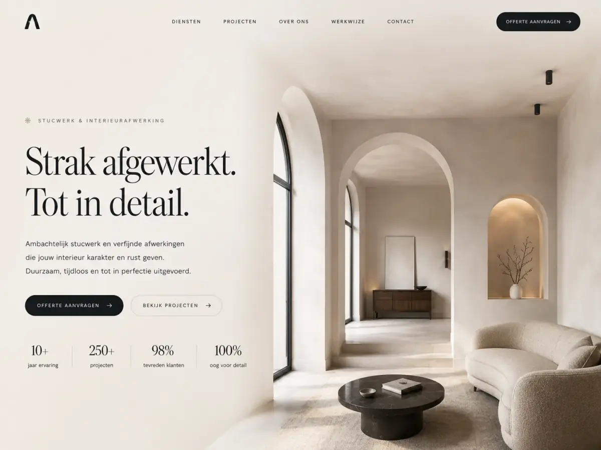 Voorbeeldvisual van een moderne website voor een schilder
